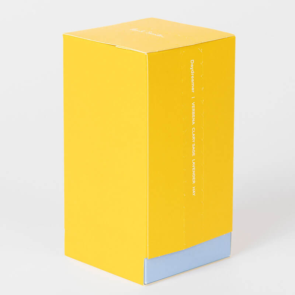 Paul Smith Duftkerze Daydreamer, Glasgefäss, gelb-blau, Verpackung